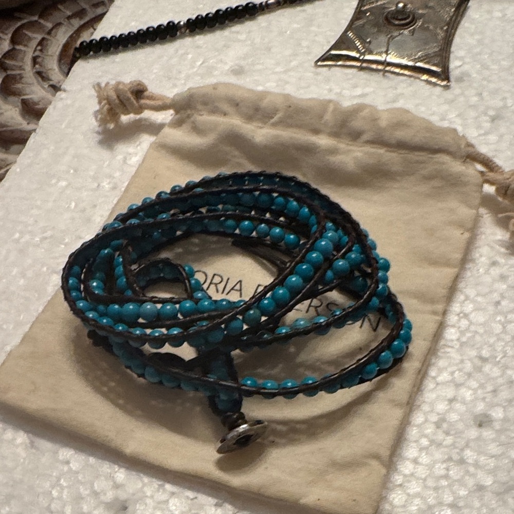 Victoria Emerson Blue Beaded Wrap Bracelet